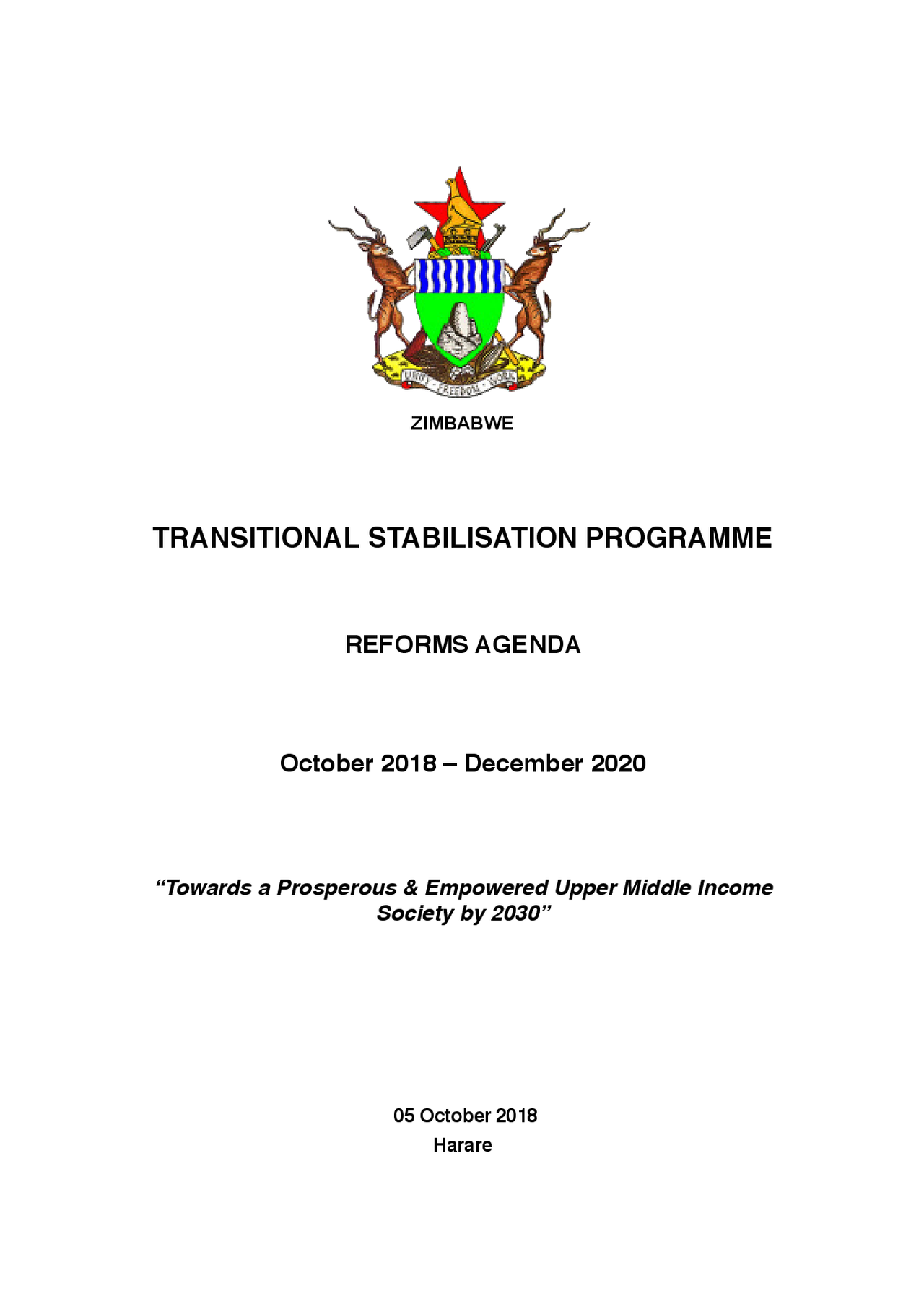 Zimbabwe: Abridged Transitional Stabilisation programme, 2018-2020