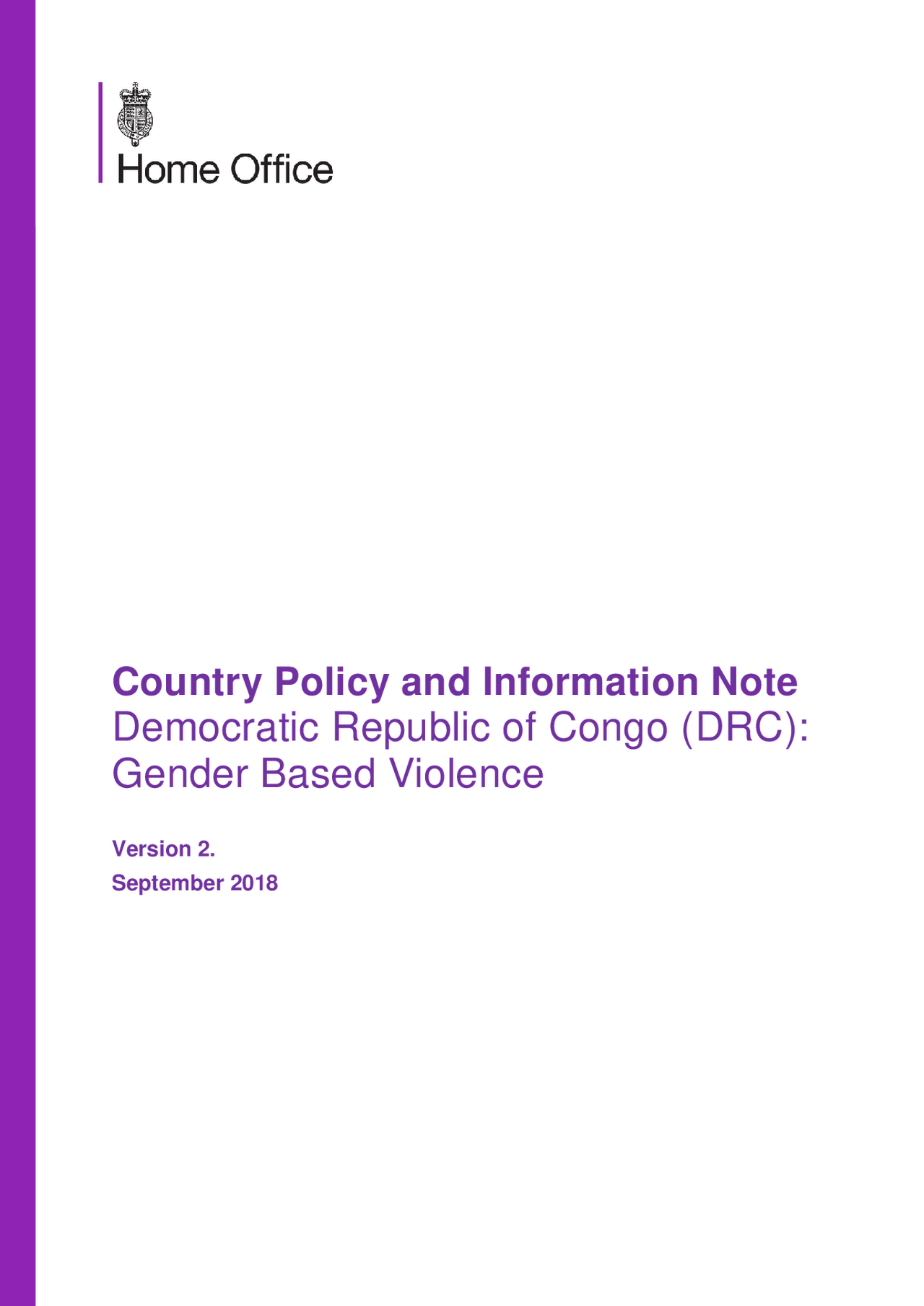 Democratic Republic of Congo (DRC): Policy Information Note 2018
