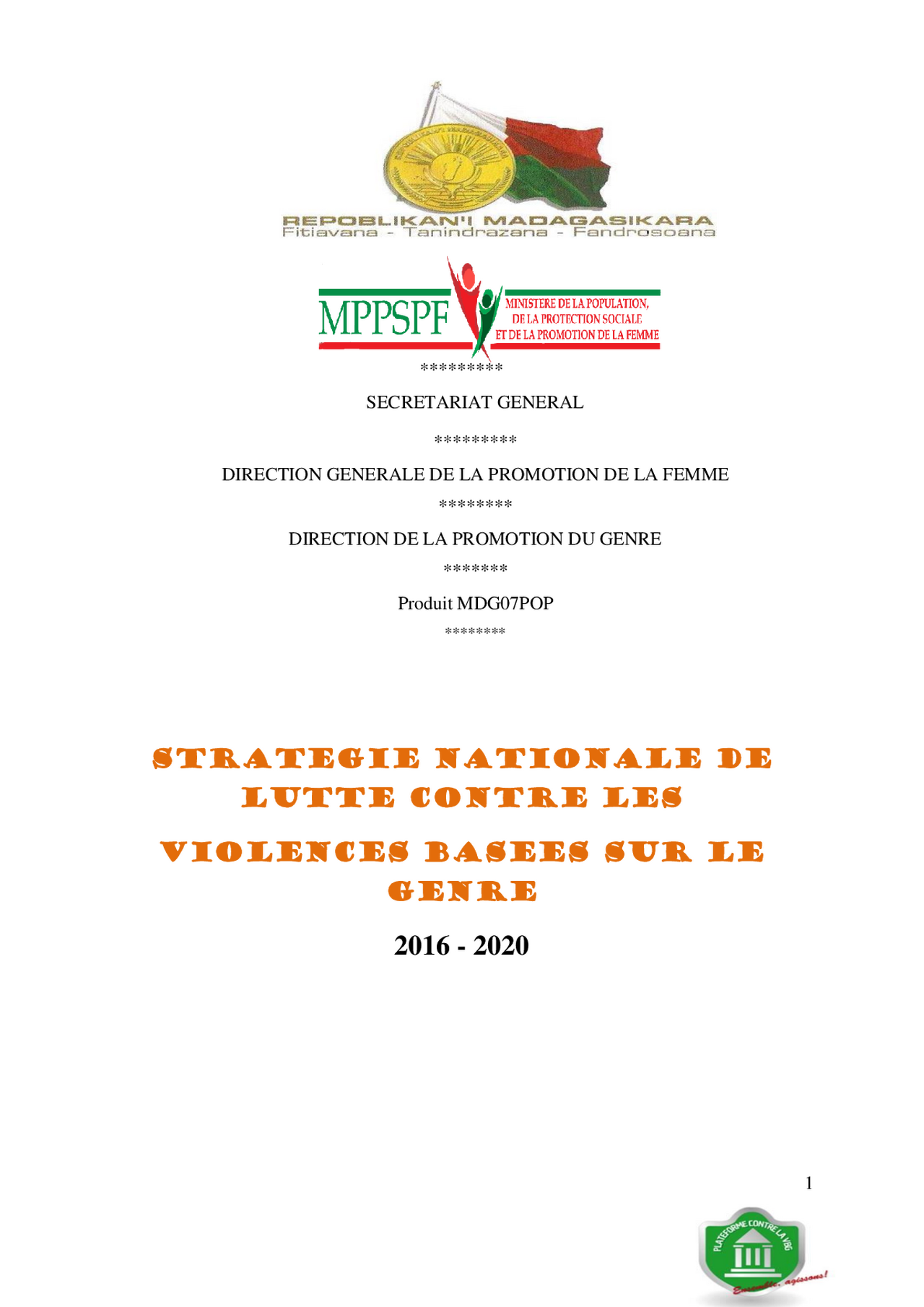 Madagascar: GBV Strategy 2016-2020