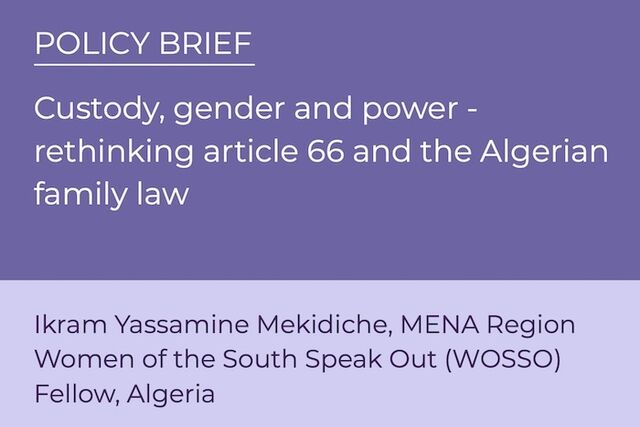 Policy Brief: Custody, gender and power – rethinking article 66 and the Algerian family law
