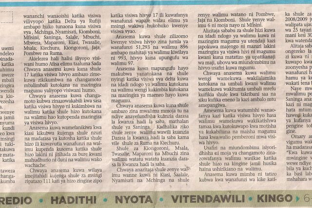 Research on student pregnancy among Kisarwe Rufiji and districts